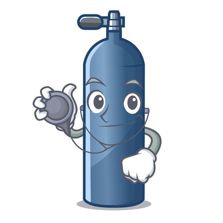 Doctor air tank diving in cartoon shape vector illustrationのイラスト素材