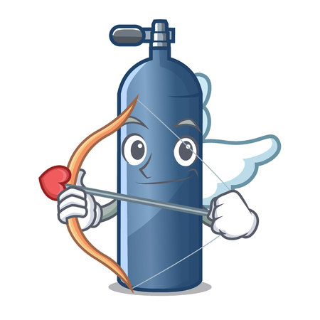 Cupid air tank diving in cartoon shape vector illustrationのイラスト素材