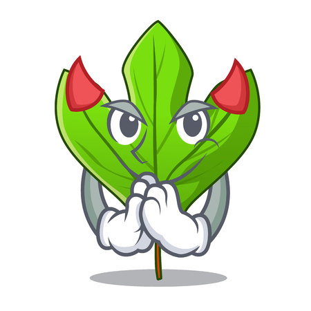 Devil sassafras leaf in the mascot pots vector illustrationのイラスト素材