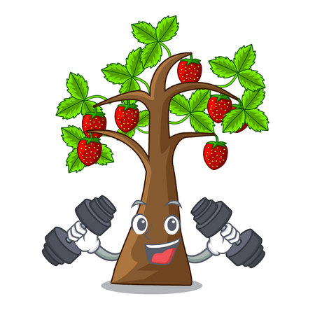 Fitness strawberry tree in the shape character vector illustrationのイラスト素材