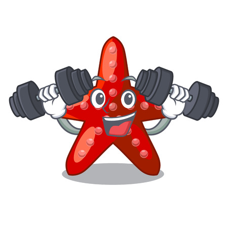 Fitness red starfish isolated with the character vector illustrationのイラスト素材