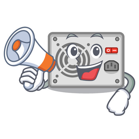 With megaphone power supply isolated in the cartoon vector illustrationのイラスト素材
