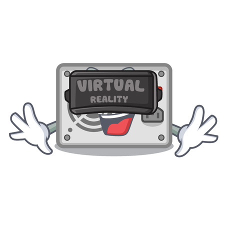 Virtual reality mascot power supply sticks to pc vector illustrationのイラスト素材