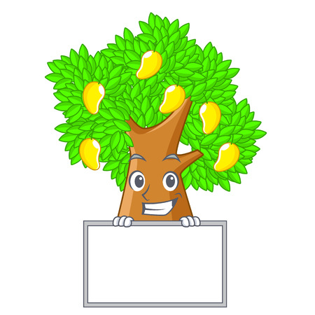 Grinning with board mango tree isolated with the mascot vector illstrationのイラスト素材