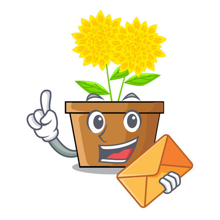 With envelope dahlia flower isolated in the cartoon vector illustrationのイラスト素材