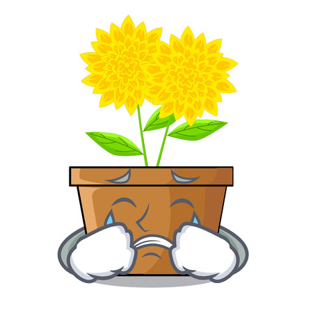 Crying dahlia flower in the mascot stem vector illustrationのイラスト素材