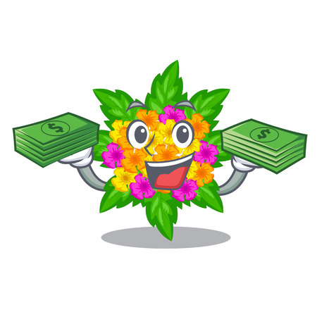 With money bag lantana flowers in the cartoon shape vector illustrationのイラスト素材
