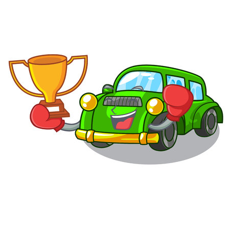 Boxing winner classic car toys in cartoon shape vector illustrationのイラスト素材
