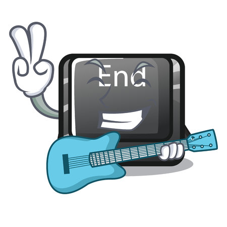 With guitar button end isolated in the cartoon vector illustrationのイラスト素材