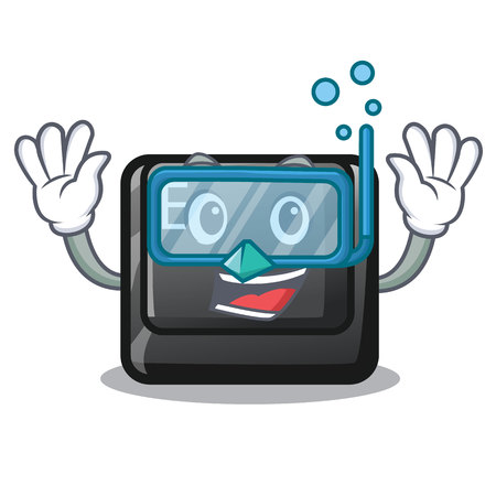 Diving E button attached to cartoon keyboard vector illustrationのイラスト素材