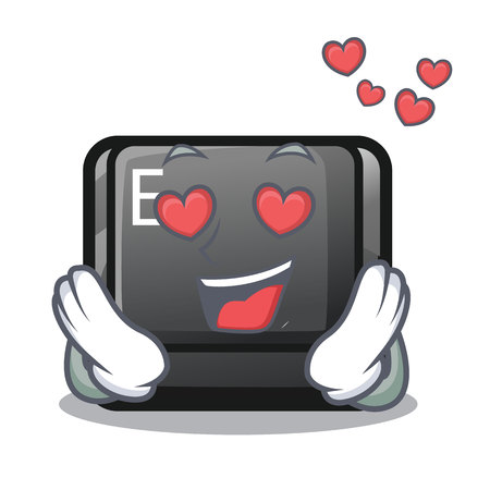 In love button E in the mascot shape vector illustrationのイラスト素材