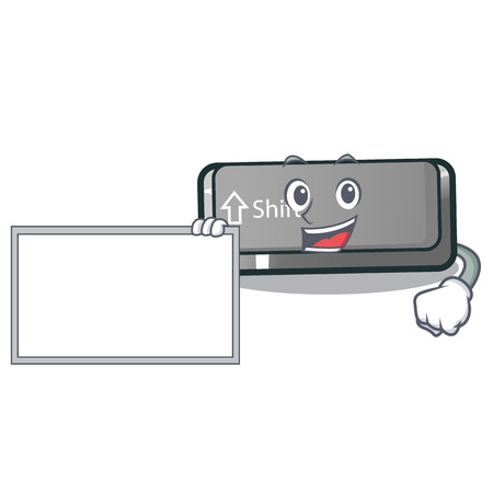 With board button shift isolated with the character vector illustrationのイラスト素材