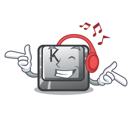 Listening music button K on a character computer vector illustrationのイラスト素材