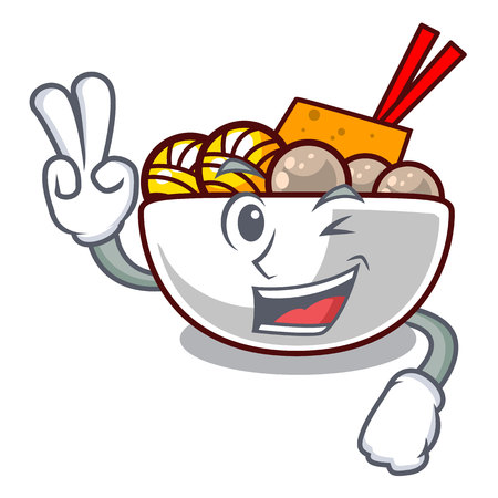 Two finger meatball in the a mascot shape vector illustrationのイラスト素材