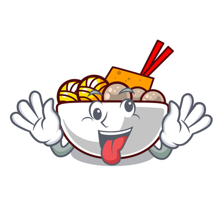 Crazy meatballs are served in cartoon bowl vector illustrationのイラスト素材