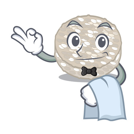 Waiter rice cakes served on cartoon board vector ilustrationのイラスト素材