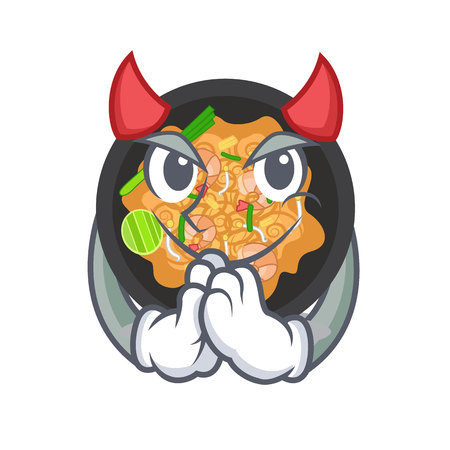 Devil pad thai in the cartoon shapeのイラスト素材
