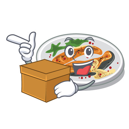 With box grilled salmon in the character shape vector illustrationのイラスト素材