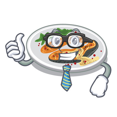 Businessman grilled salmon in the character shape vector illustrationのイラスト素材