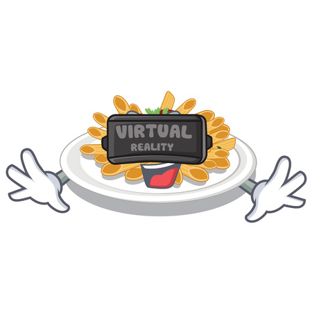 Virtual reality pasta in the a mascot shape vector illustrationのイラスト素材