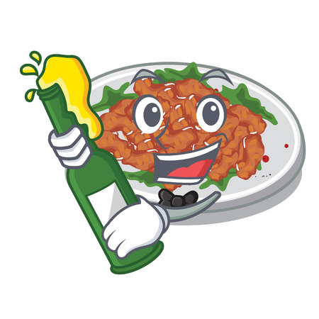 With beer sesame chicken in the character shape vector illustrationのイラスト素材