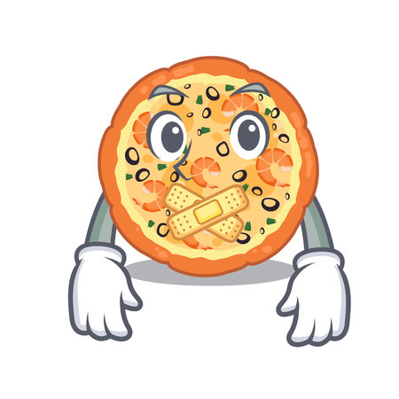 Silent seafood pizza above the cartoon boardのイラスト素材