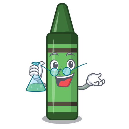 Professor green crayon isolated in the cartoon vector illustrationのイラスト素材