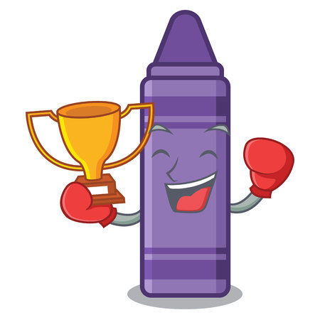 Boxing winner purple crayon in a mascot bag vector illustrationのイラスト素材