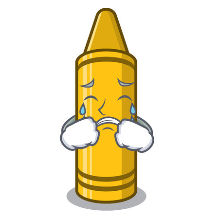 Crying yellow crayon in the cartoon wallet vector illustratationのイラスト素材