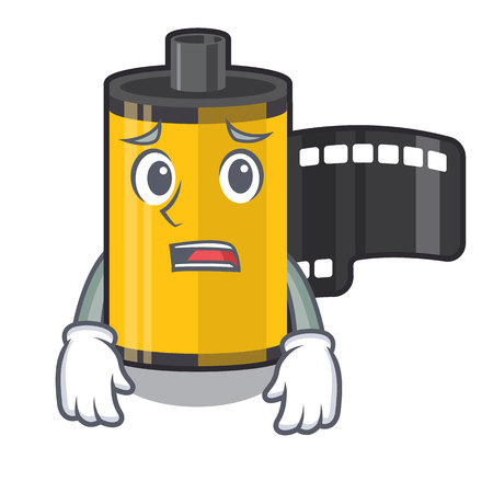 Afraid camera roll above wooden cartoon tableのイラスト素材