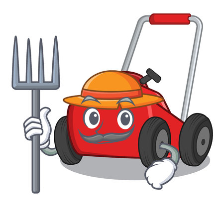 Farmer lawnmower in the a mascot shape vector illustrationのイラスト素材