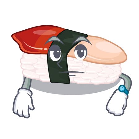 Waiting hokkigai sushi is served cartoon table vector illustartionのイラスト素材