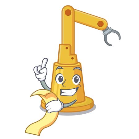With menu assembly automation machine in character table vector illustrationのイラスト素材