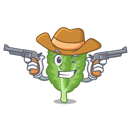 Cowboy mustrad green islated with the mascotのイラスト素材