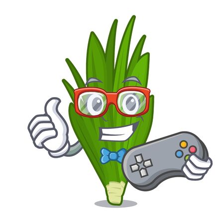 Gamer pandan leaves in the cartoon shape vector illustrationのイラスト素材