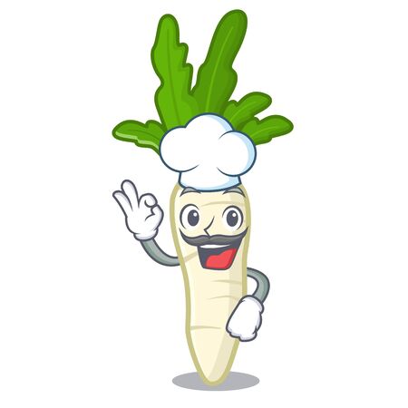 Chef white radish isolated with the mascot vector illustrationのイラスト素材