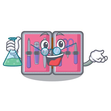 Professor manicure kit above cartoon makeup table vector illustrationのイラスト素材