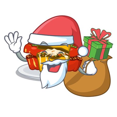 Santa with gift stuffed pepper in the character shapeのイラスト素材