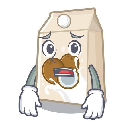 Afraid cococnut milk in the mascot shape vector illustrationのイラスト素材