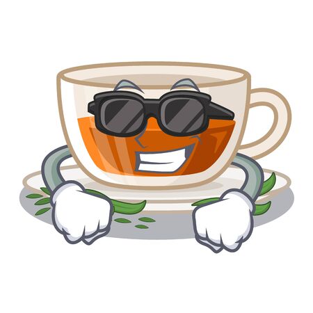 Super cool darjeeling tea in the mascot shape vector illustrationのイラスト素材