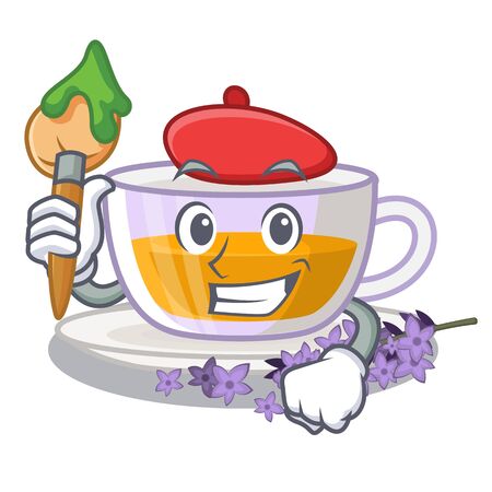 Artist lavender tea in the mascot shapeのイラスト素材