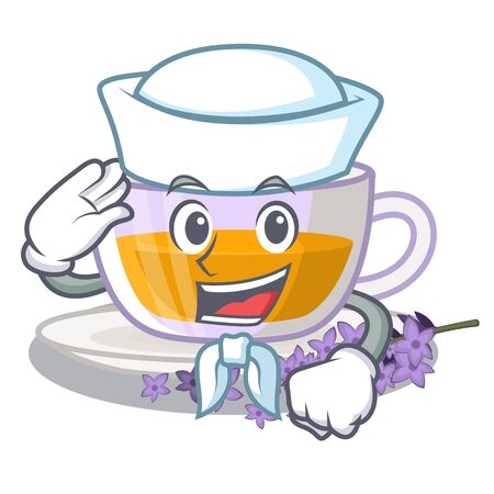 Sailor lavender tea in the mascot shapeのイラスト素材