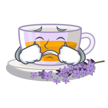 Crying lavender tea in the character fridge vector illustrationのイラスト素材