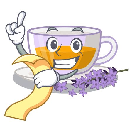 With menu lavender tea in the character fridgeのイラスト素材