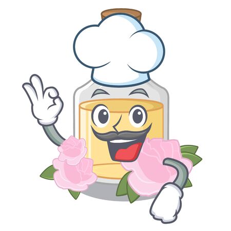 Chef rose oil isolated with the mascotのイラスト素材