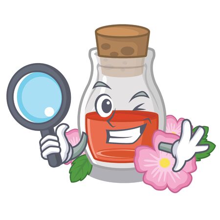 Detective rosehip seed oil isolated in characterのイラスト素材