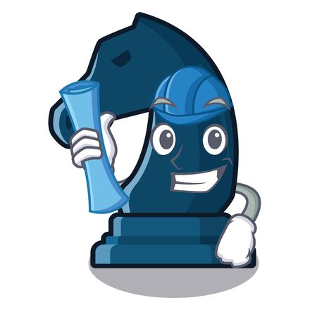 Architect chess knight next to cartoon tableのイラスト素材