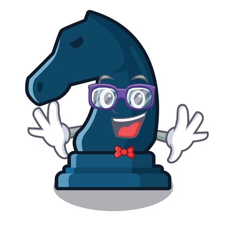 Geek chess knight next to cartoon tableのイラスト素材