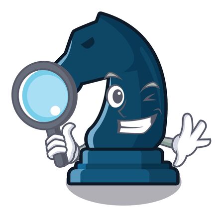 Detective chess knight next to cartoon tableのイラスト素材
