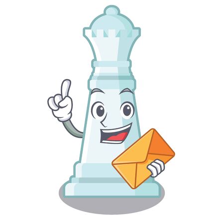 With envelope chess queen on the mascot chessboard vector illustrationのイラスト素材